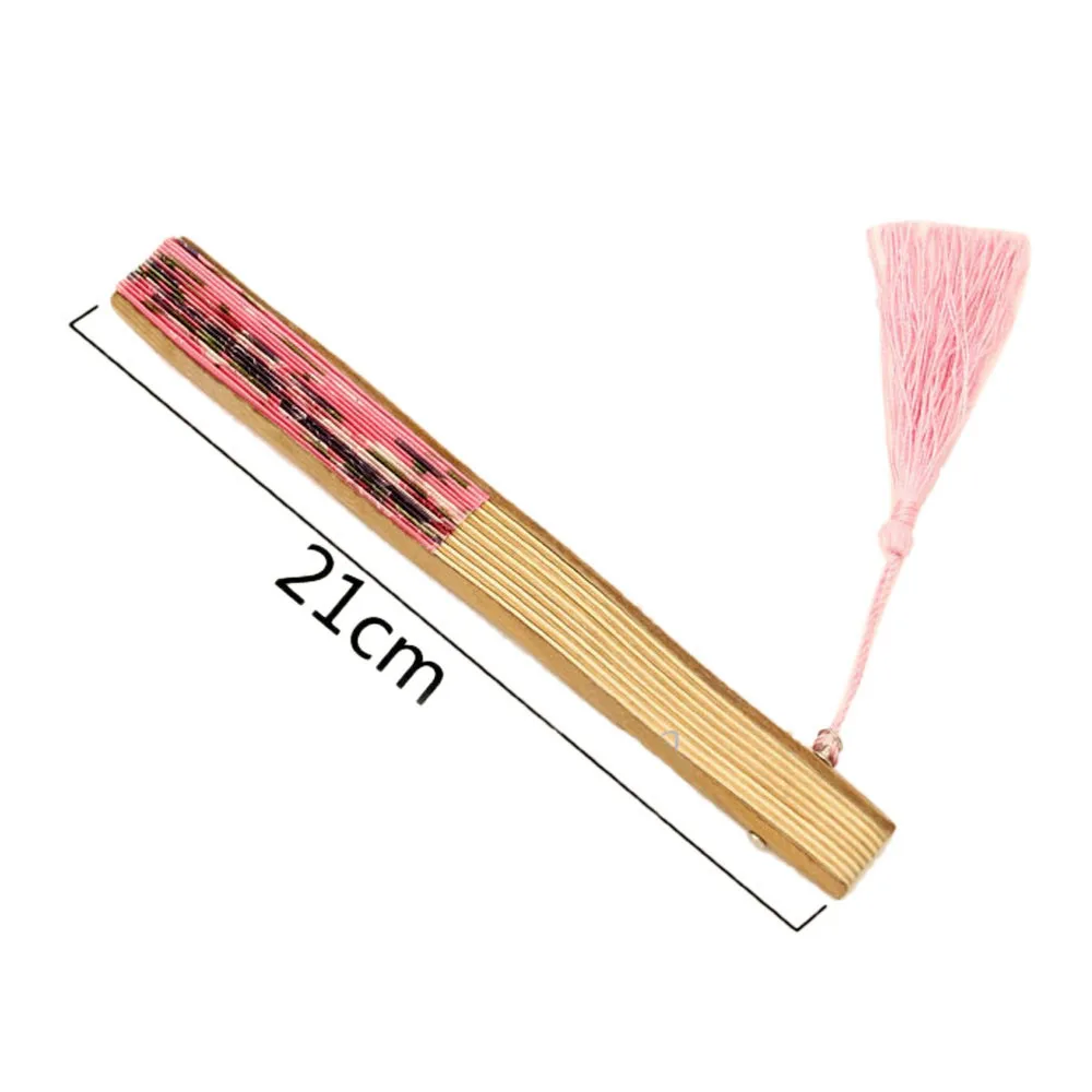 Бамбуковый веер Винтаж ручной работы с цветочным рисунком в китайском Стиль