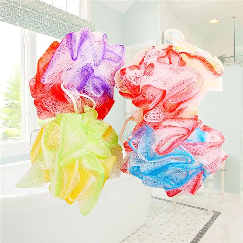 4 шт. банный шар удобный мягкий двойной цвет сетка пуф мяч для очистки тела душа