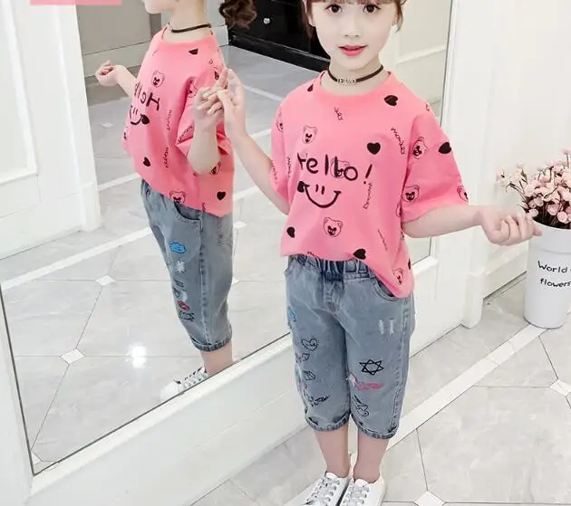

Cultiseed Girls Summer T-Shirt Top Big Children Cartoon Letter Print Short Sleeve Cotton T-shirt Tees Kids Casual tshirt Top