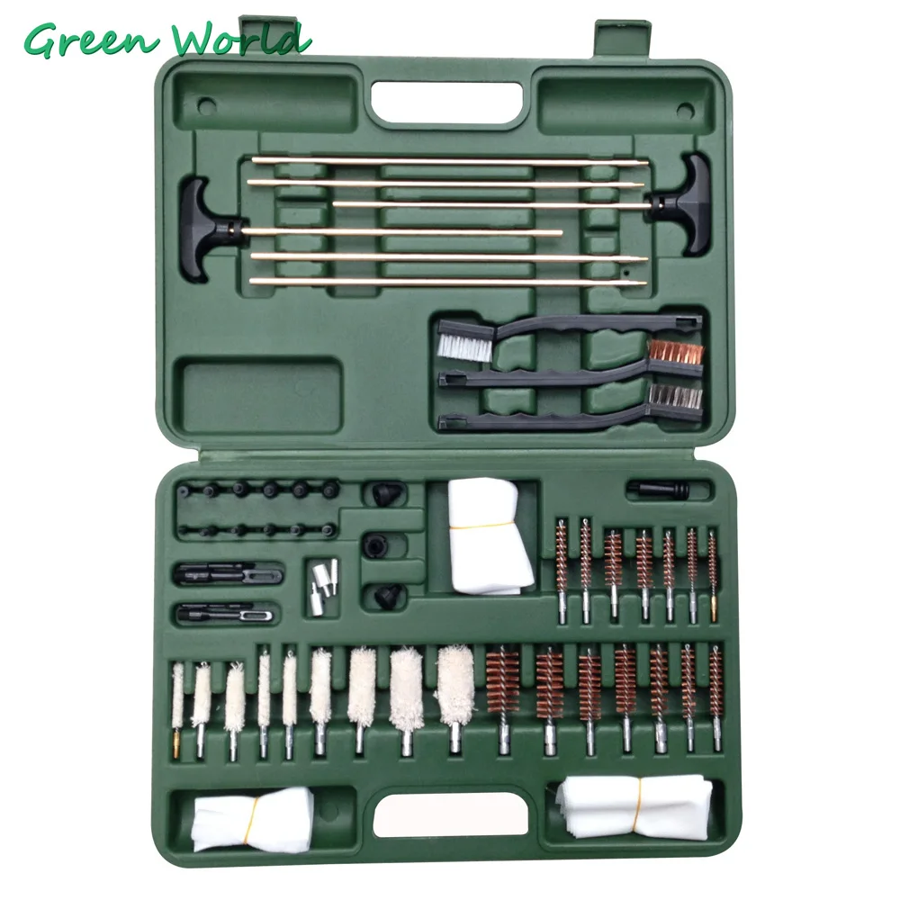 Green World 62pcs/lot Hunting Universal Gun Cleaning Kit for Rifle Pistol Shotgun | Спорт и развлечения