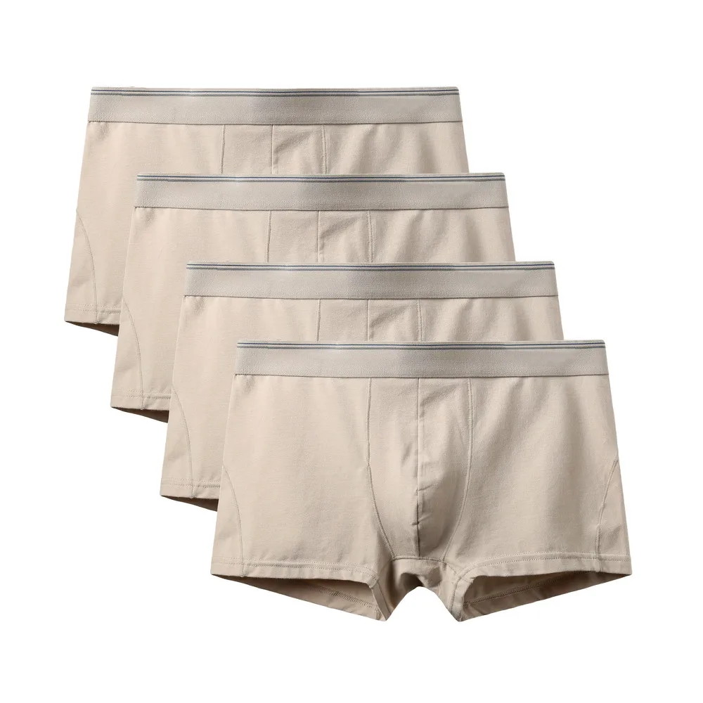 4Pcs A2425 Khaki 4 шт./партия, горячее мужское хлопковое нижнее белье, мужские боксеры, привлекательное нижнее белье, мужские комфортные трусики из «дышащей» ткани, Cueca, боксеры, шорты, плюс жир 6XL - Цвет: 4Pcs A2425 Khaki