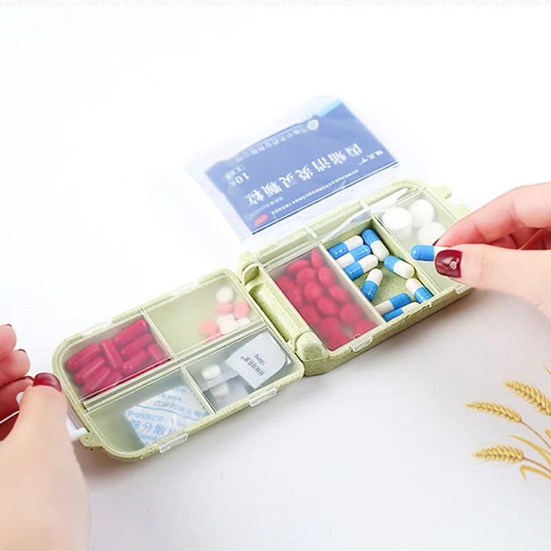 GOONBQ 1 pc Pill Storage Box Wheat Straw Portable Travel Case Medicine Holder Organizer Container | Дом и сад