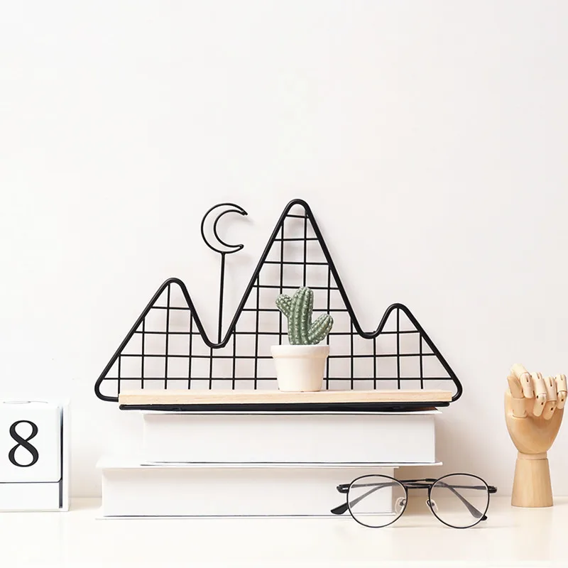Sqinans Hanging Wall Decoration Floating Shelf Iron Metal Wall Decor Nordic Shelf Modern Wall Hanging Decorative Wall Shelf
