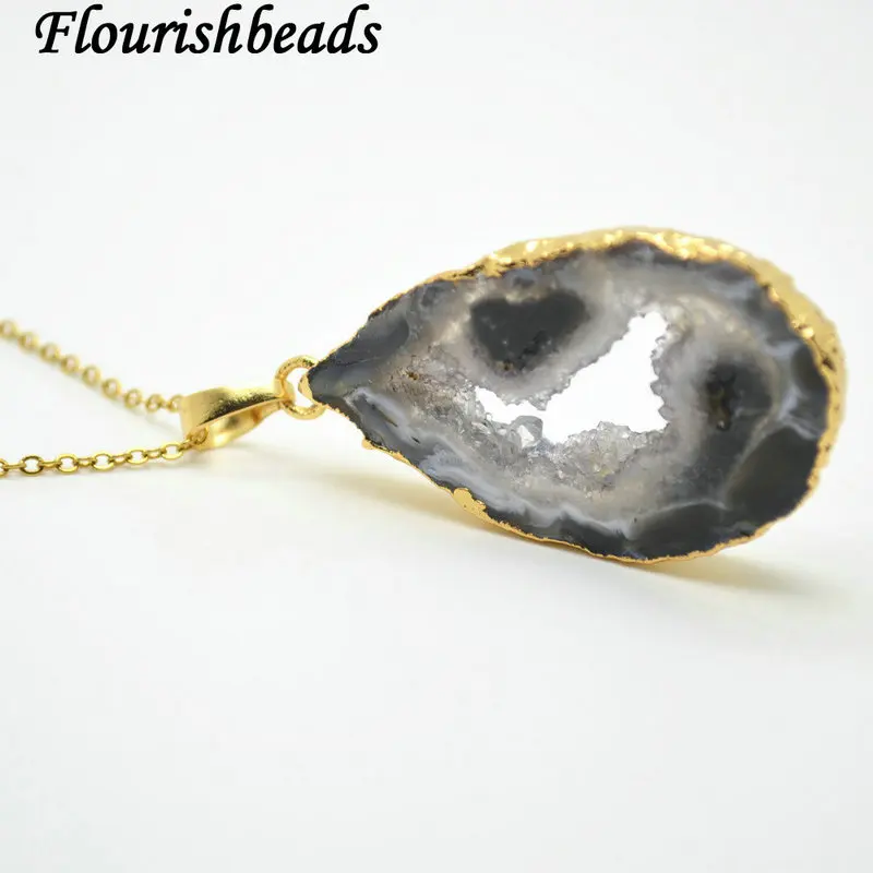 Natural Geode Drusy Agate Slice Stone Pendant Fashion Jewelry Supplies | Украшения и аксессуары