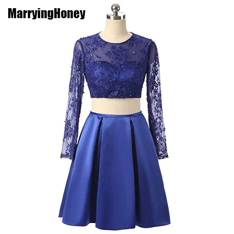 Новинка синий сексуальный укороченный топ атласные вечерние платья с длинными