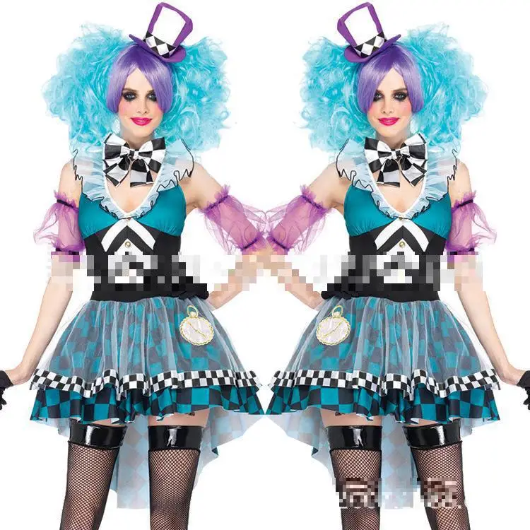 

Halloween Party Ladies Costume Princess Dress Sexy Fancy Uniform Circus Female Dress Stage Performance Clothing Clown Dress