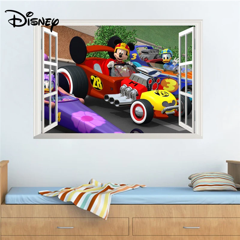 3d стерео стикер Disney Микки Дональд Дак гоночный фон для детской комнаты ТВ