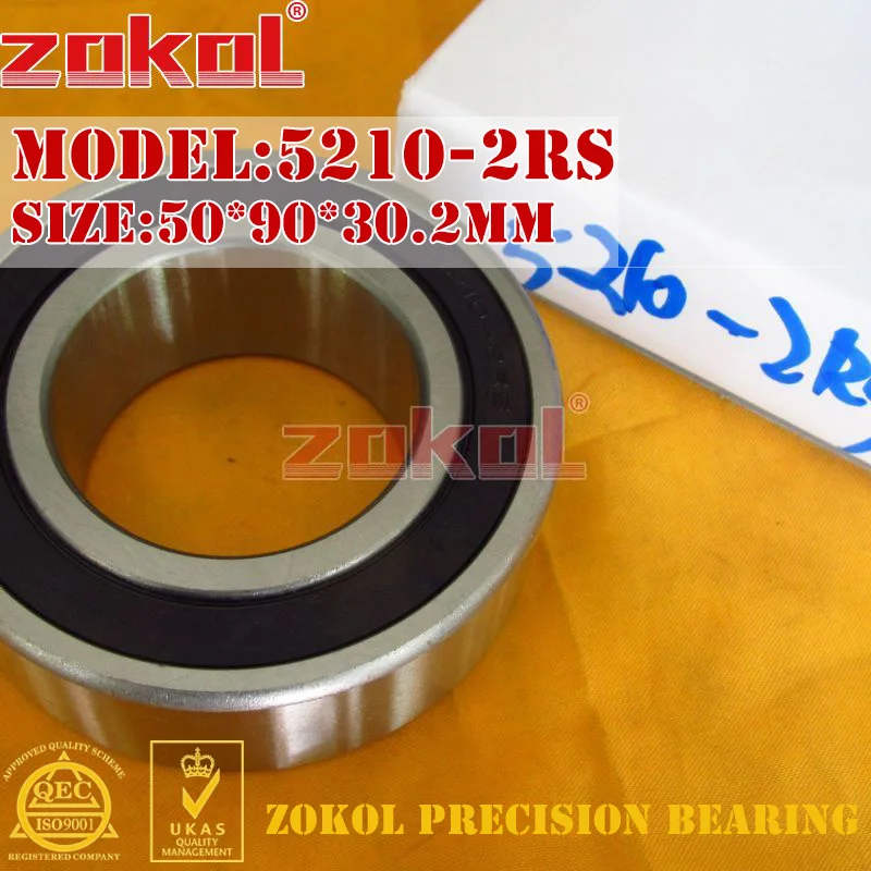 ZOKOL подшипник 5210 2RS 3210 2RZ (3056210) осевой радиально упорный шарикоподшипник 50*90*30 2 мм| |