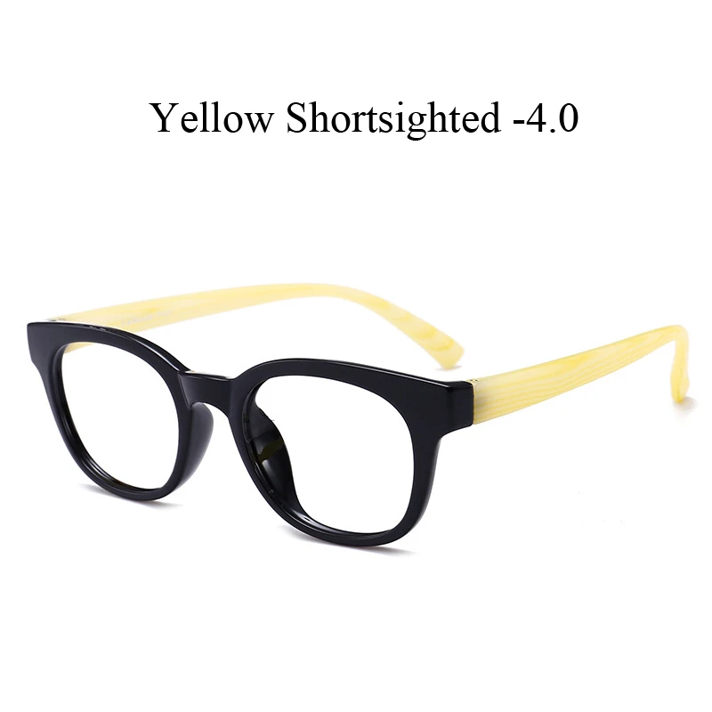 yellow myopia 4.0 Zilead ультралегкое TR90 круглое готовое стекло для близорукости для женщин и мужчин близорукое с диоптрией-1.0to-4,0 - Цвет оправы: yellow myopia 4.0