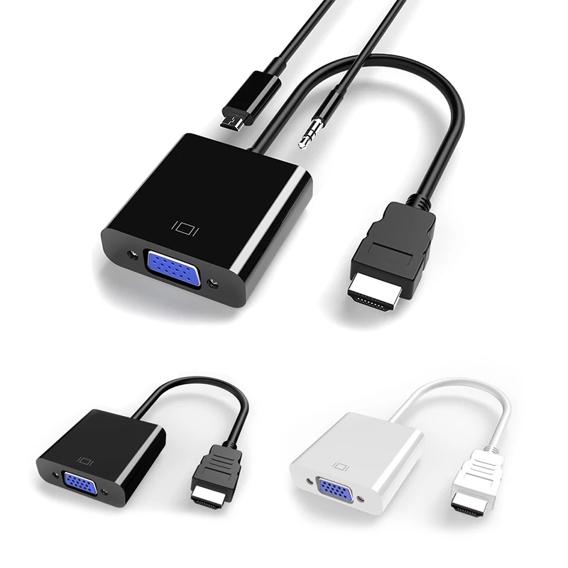 Адаптер hdmi vga конвертер кабель с аудио питанием для ПК ноутбук планшетный