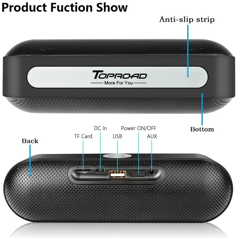 TOPROAD мини портативный Bluetooth динамик с микрофоном беспроводной 3D стерео объемный