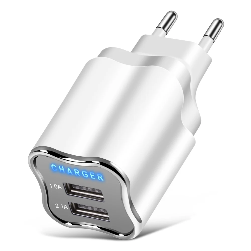 EU/US Plug 2 порта USB зарядное устройство 5 В 2.1A настенный адаптер зарядное устройство для мобильного телефона для iPhone 11 samsung планшета Портативная USB зарядка для телефона - Тип штекера: EU White