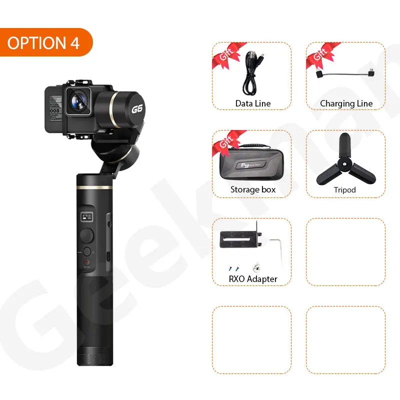 With RXO tripod FeiyuTech G6 Gimbal Feiyu брызгозащищенный стабилизатор для экшн-камеры OLED угол наклона для Hero 7 6 5 4 RX0 DJI Osmo Action - Цвет: With RXO tripod