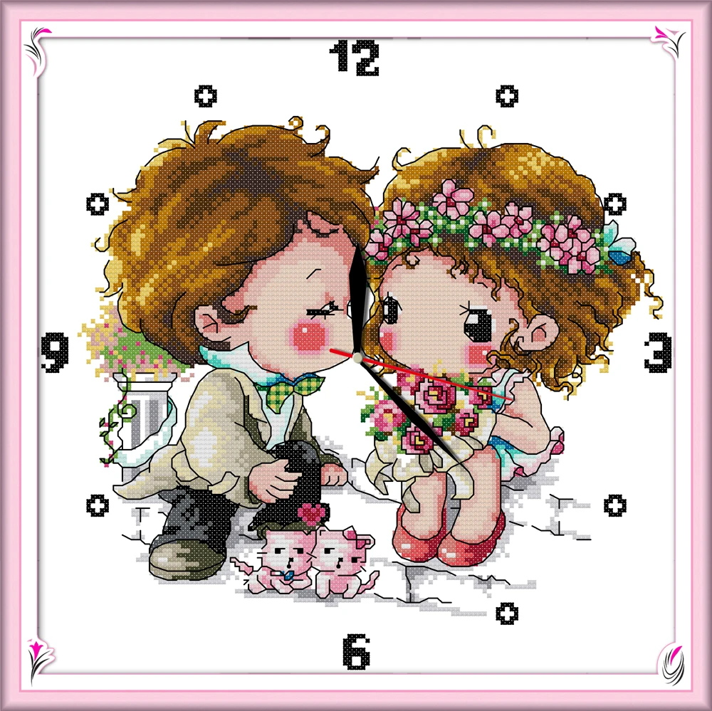 I like you kiss cartoon diy painting 11CT Counted printed on Canvas DMC 14CT chinese Cross Stitch Embroidery kits Needlework Set | Дом и сад
