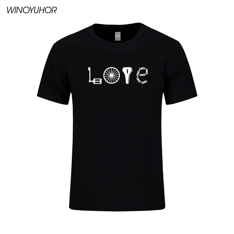 Мужские футболки с надписью Love Bikes, лето, новинка, повседневные мужские футболки, Забавные футболки с изображением велосипеда, подарок для влюбленных, топы, крутая уличная одежда, Camisetas Masculina - Цвет: Black