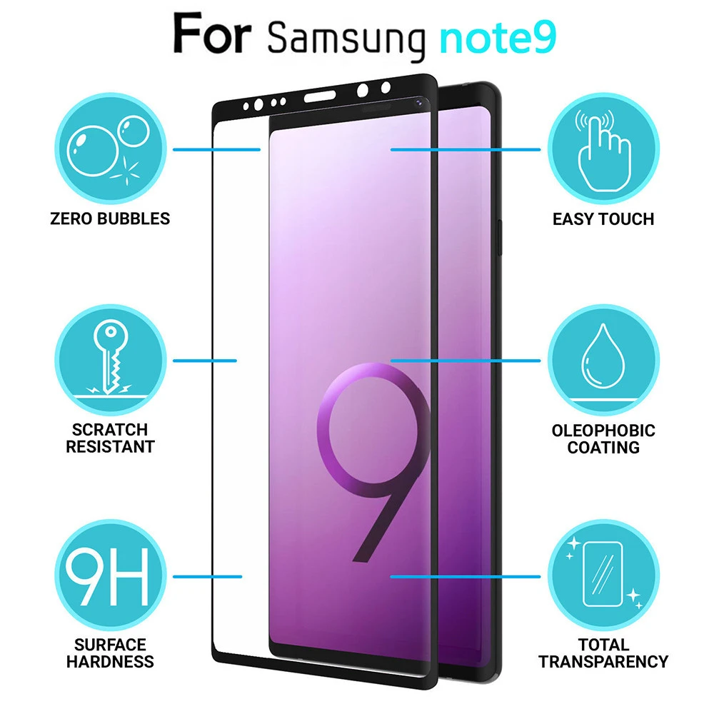 3D Full Cover Curved Tempered Glass Screen Protector For Samsung note 9 6.4 inch PH10 drop shipping|Защитные стёкла и плёнки