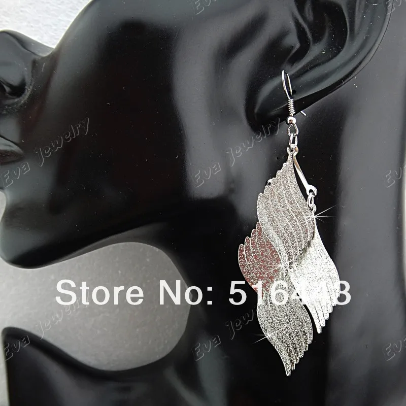 

New Arrival 12Pairs Mix Fashion Silver Plated frosted Charms Leaves Drop Earrings for Women Wholesale Jewelry Lots