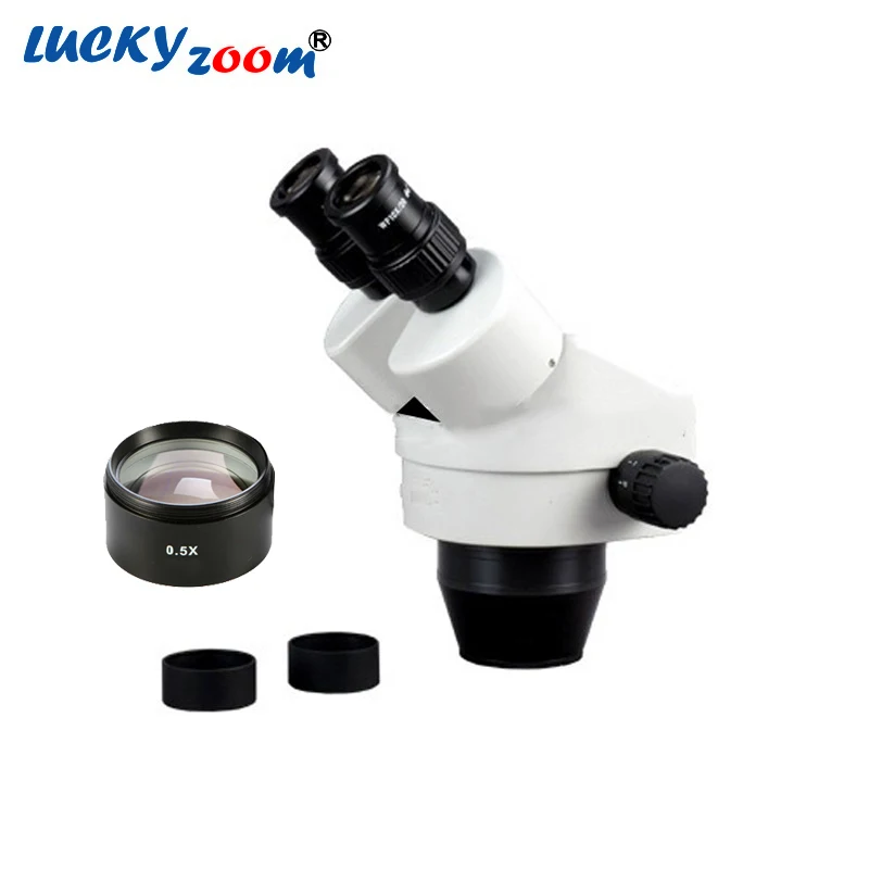 

Luckyzoom Brand 3.5X-45X Binocular Stereo Zoom Microscope Head WF10X/20 Eyepieces SZM0.5X WD165MM Auxiliary Objective Lens SZM45