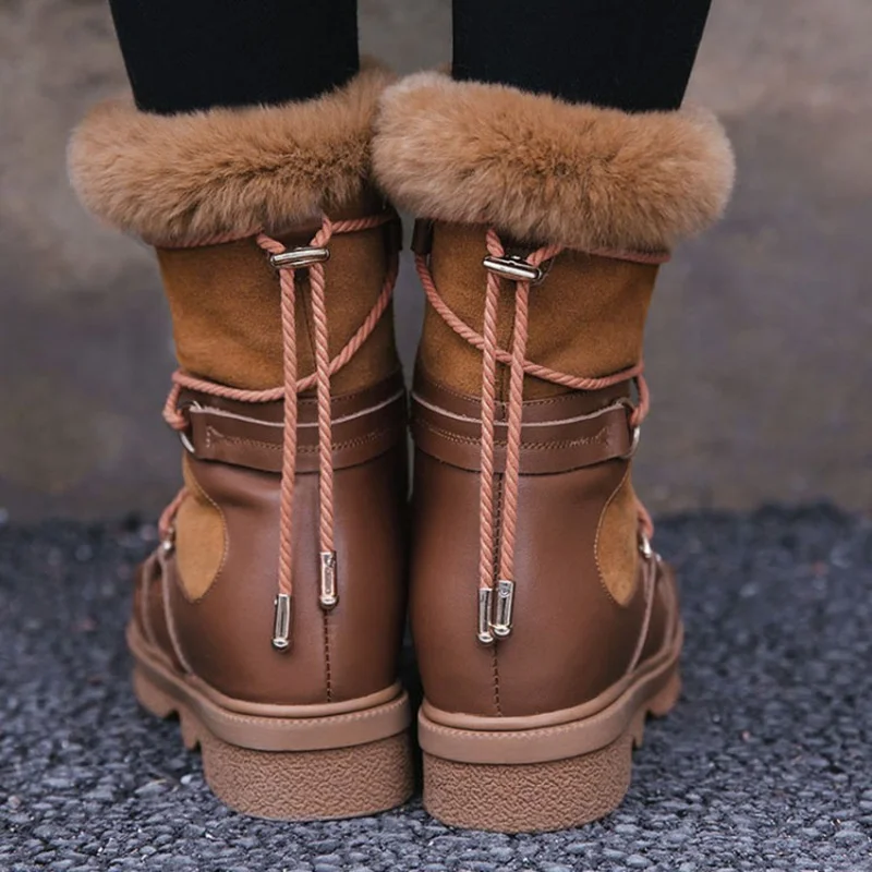 Zapatos De Mujer женские зимние модные повседневные шерстяные ботинки с перекрестной