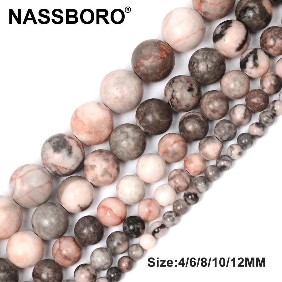Розовый Камень NASSBORO Зебра круглые бусины из натурального камня Подвески для