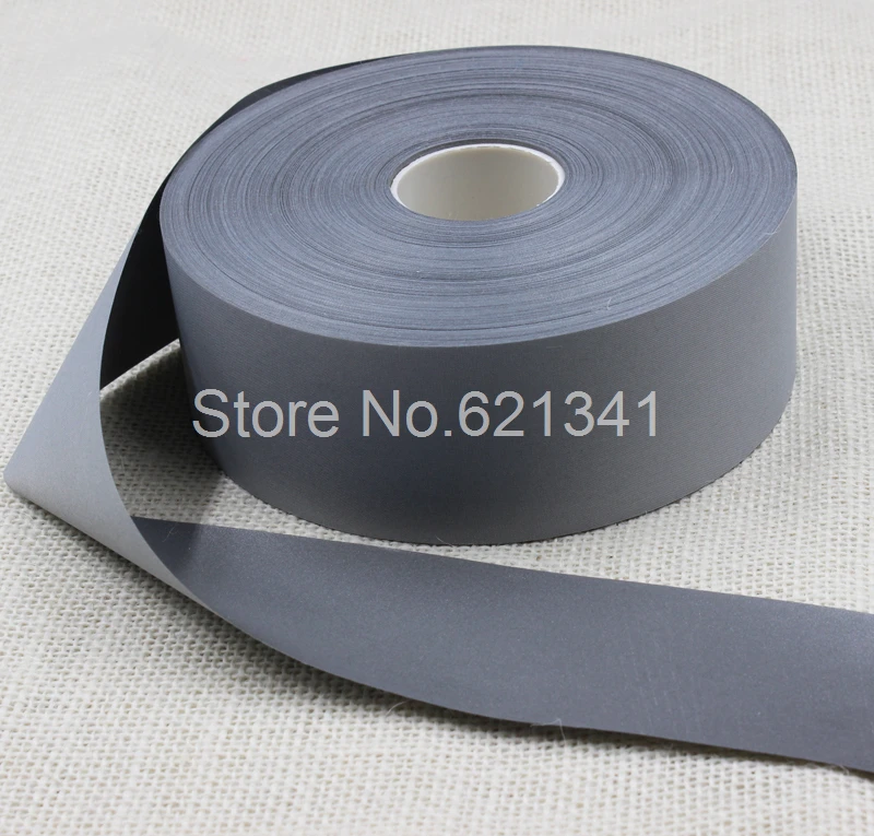 

5cm*50m 100% Polyester Safety Bright Silver Reflective Chemical Fabric Tape Sew On Clothes