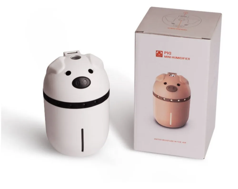 Pig Mini Mist USB Air Humidifier with Colorful Lights 3 in 1 Ultrasonic Diffuser Essential Oil Mist Purifier for Car Home
