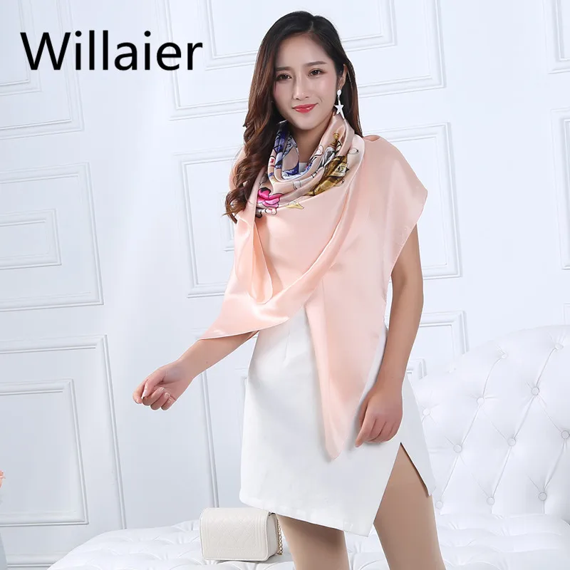 140cm*140cm Free Shipping New Arrival Women PINK Print Flower oil painting square silk scarf women royal pashmina female 2017 | Аксессуары