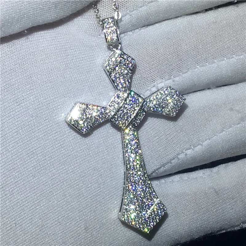 

Elegant Big Cross Pendant Pave AAAAA cz Silver Color Party Wedding Statement Cross Pendant necalace for women Men Jewelry
