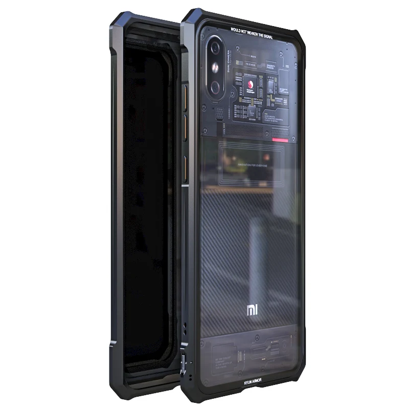 Black Для Xiaomi mi 8 чехол Роскошный Жесткий металлический алюминиевый сплав прозрачное стекло Броня противоударный чехол для телефона mi 8 Explorer чехол - Цвет: Black