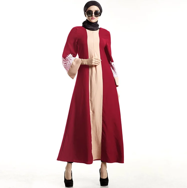 muslim dresses gown loose lace women clothing slim long sleeve arab robe malaysia 5369 | Женская одежда
