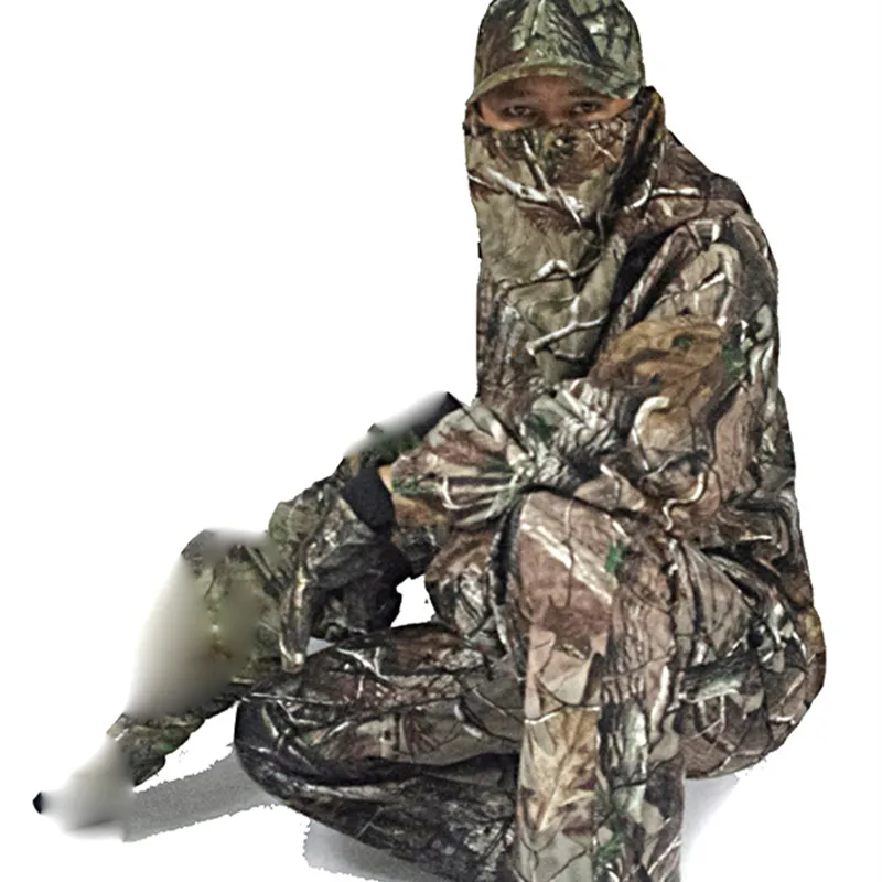 5 Pc Men's Outdoor Bionics Camping Hunting Leaf Camouflage Dress Jacket Pants Waterproof Suit Watching Bird Multicam Sniper Sets
