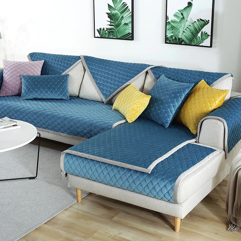 Чехол для дивана в европейском стиле утолщенный Бархатный Мягкий Нескользящий