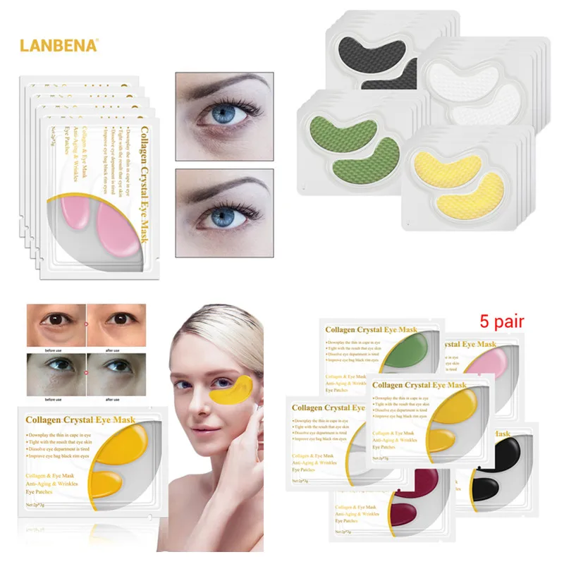 LANBENA, 5/1 пар, маска для глаз, 24 к, золото, коллаген, патчи для глаз, темные круги, отечность, мешок для глаз, против старения, морщин, укрепляющий уход за кожей, TSLM2
