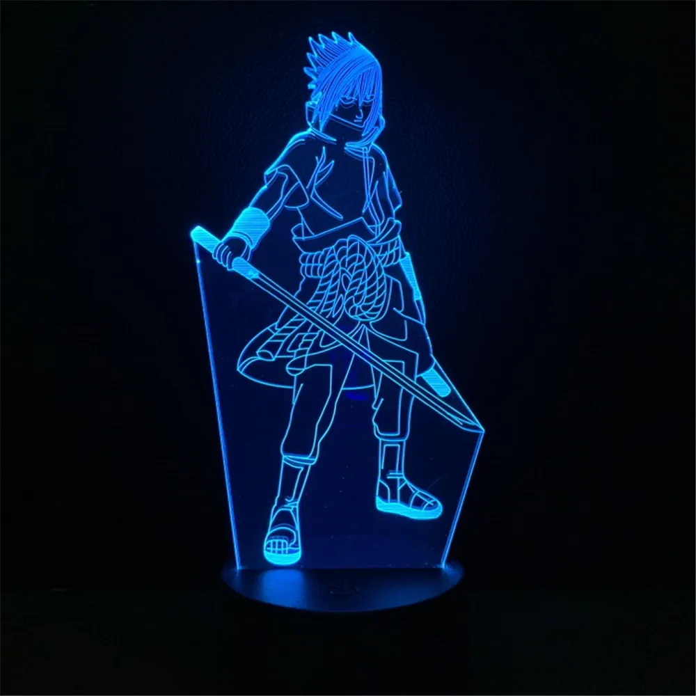 Uchiha Sasuke настольная лампа Lampara Naruto аниме фигурка детская спальня светодиодное