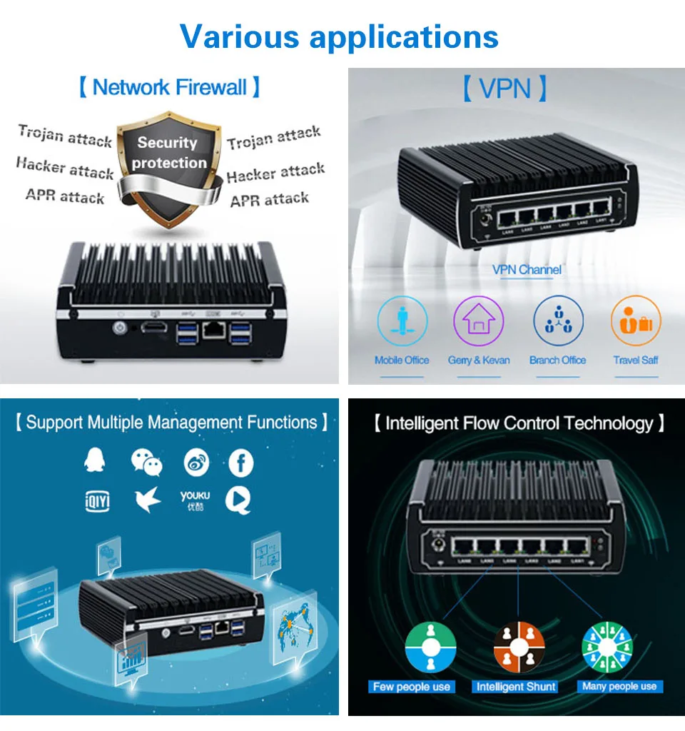 Новый DDR4 Pfsense Box 7th Gen Kaby Lake Intel i5 7200u 2 5 ГГц двухъядерный процессор безвентиляторный