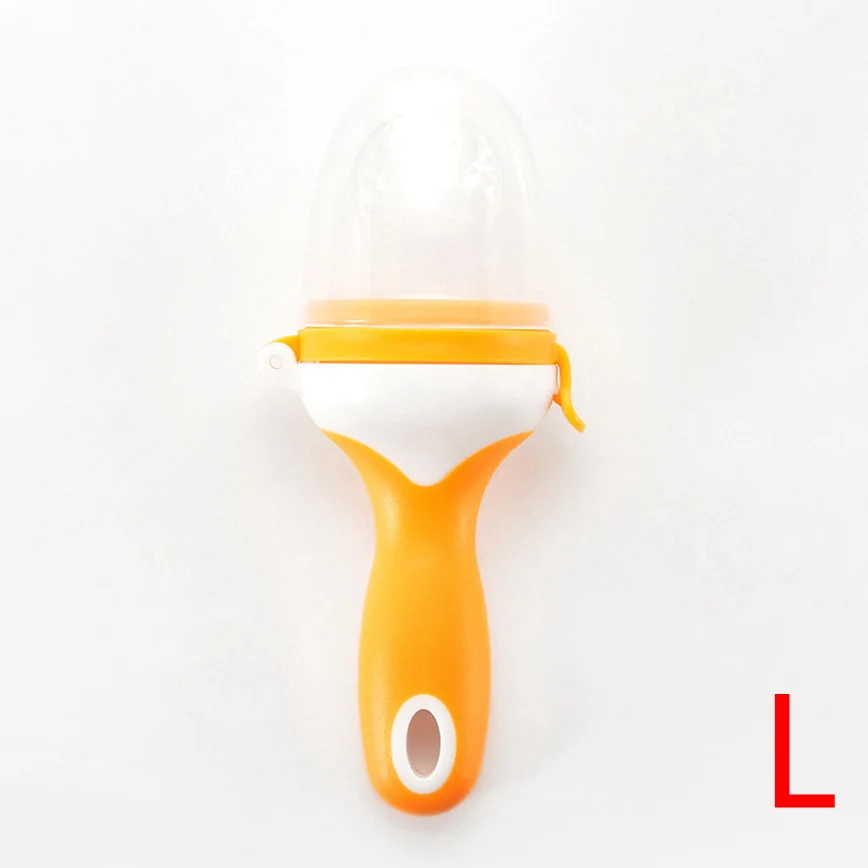 Orange L Детская фруктовая соска для кормления, свежая пищевая кормушка, детские игрушки для прорезывания зубов, силиконовые пакеты для малышей и детей - Цвет: Orange L