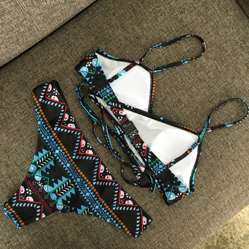 РЕТРО ПРИНТ крест-накрест сексуальный комплект бикини для женщин Maio Feminino Praia винтажный купальник женский купальник пляжная одежда купальный костюм