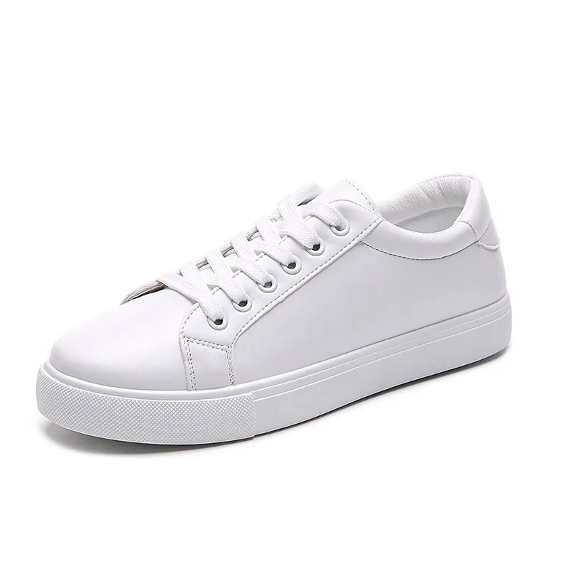 Новинка весны 2019 женские белые теннисные туфли на шнуровке Женская однотонная