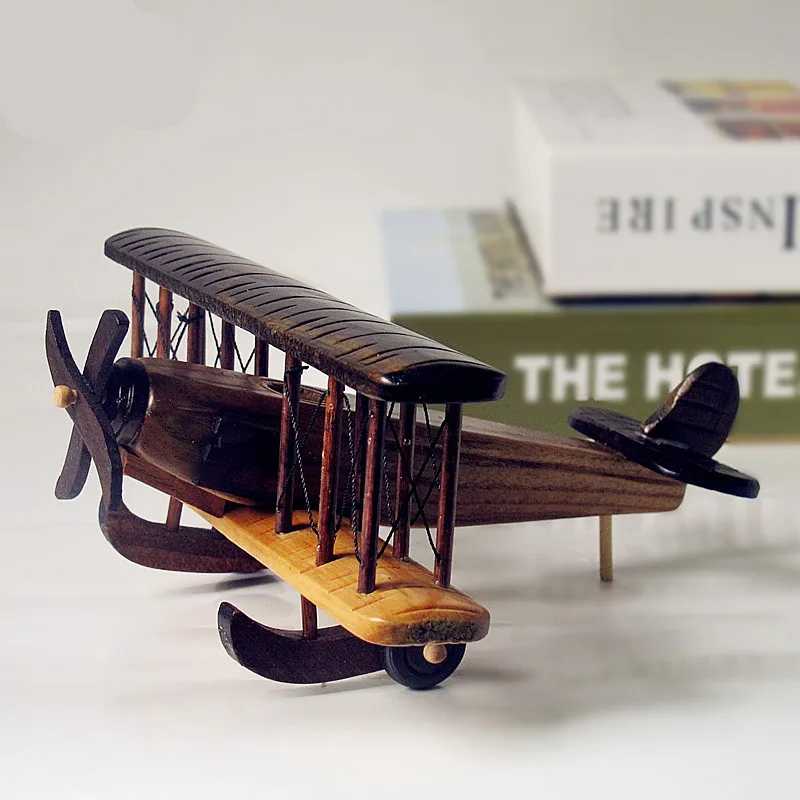 Винтажная домашняя деревянная модель самолета ручной работы креативный подарок