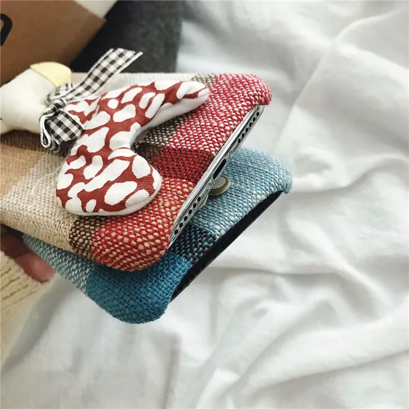 DISCASE Fashion Cloth Velvet Phone Case For iphone XS XR Max X 8 7 6 6s plus 3D Stereo Cute Cartoon Animal Bow Half Pack Capa | Мобильные