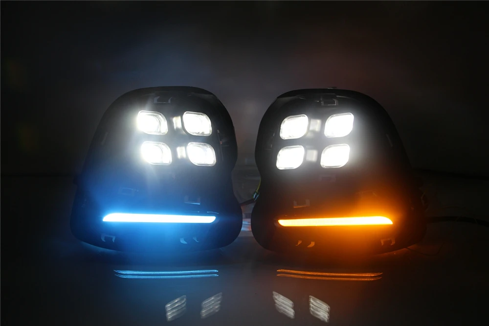 CSGJMY 2PCS For Chevrolet Cavalier 2016 2017 2018 Daytime Running Lights Turn Signal Fog Lamp Cover 12V ABS LED DRL Car Styling |