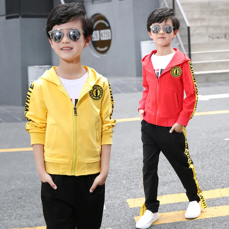 Spring Autumn Children Boy Clothes Sets Kids 2pcs long Sleeves T-Shirt Toddler Suits casual cotton baby girl Hooded sportswear |