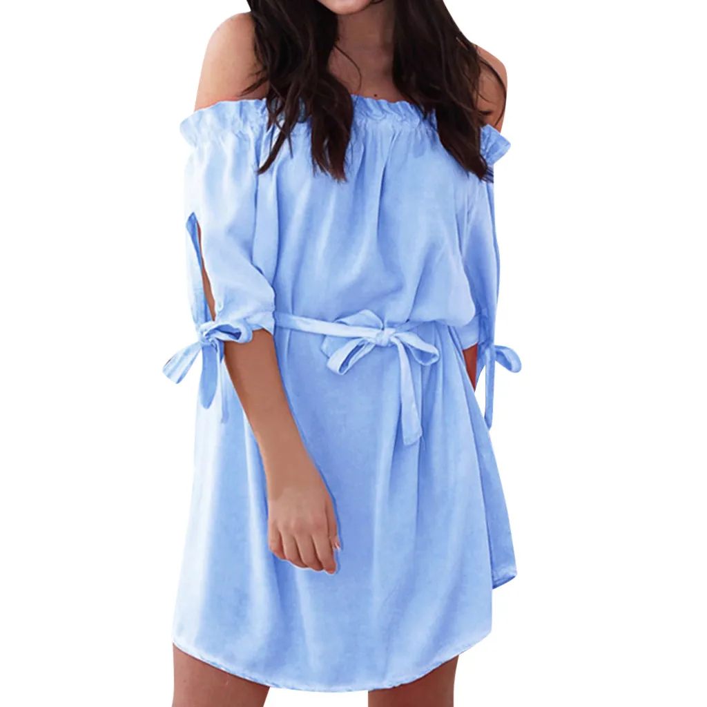 Летнее однотонное женское платье повседневные платья свободное коктейльное