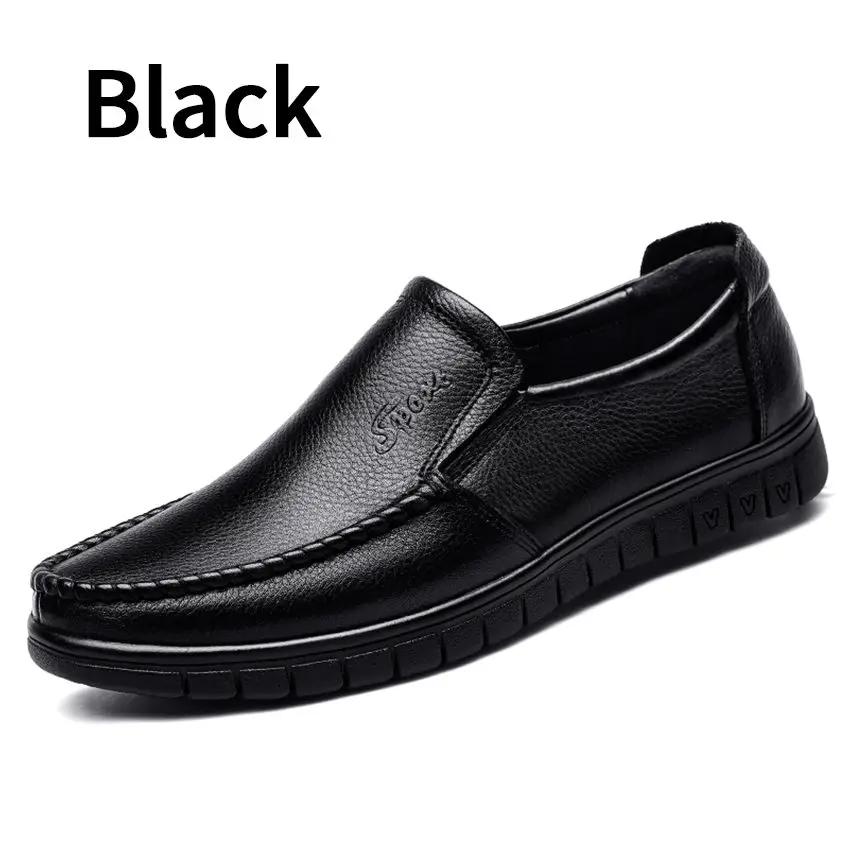 Black BIMUDUIYU/модные удобные дышащие мягкие лоферы из натуральной кожи; мужские мокасины; повседневная мужская зимняя обувь на плоской подошве - Цвет: Black