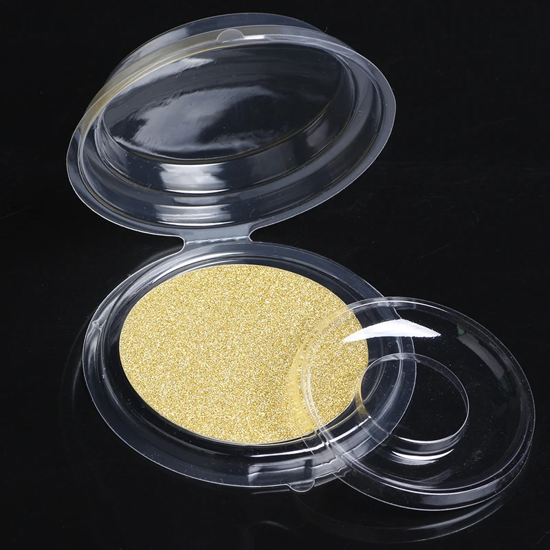 

50/100pcs Disposable Empty Clear False Eyelash Case storage,Round Shape DIY Eyelashes holder Blister Package Gold card