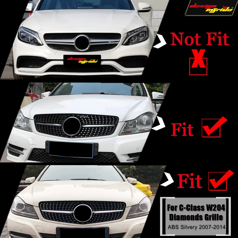 Для Mercedes C Class W204 C204 S204 хромированная Спортивная Передняя решетка для гриля стразы