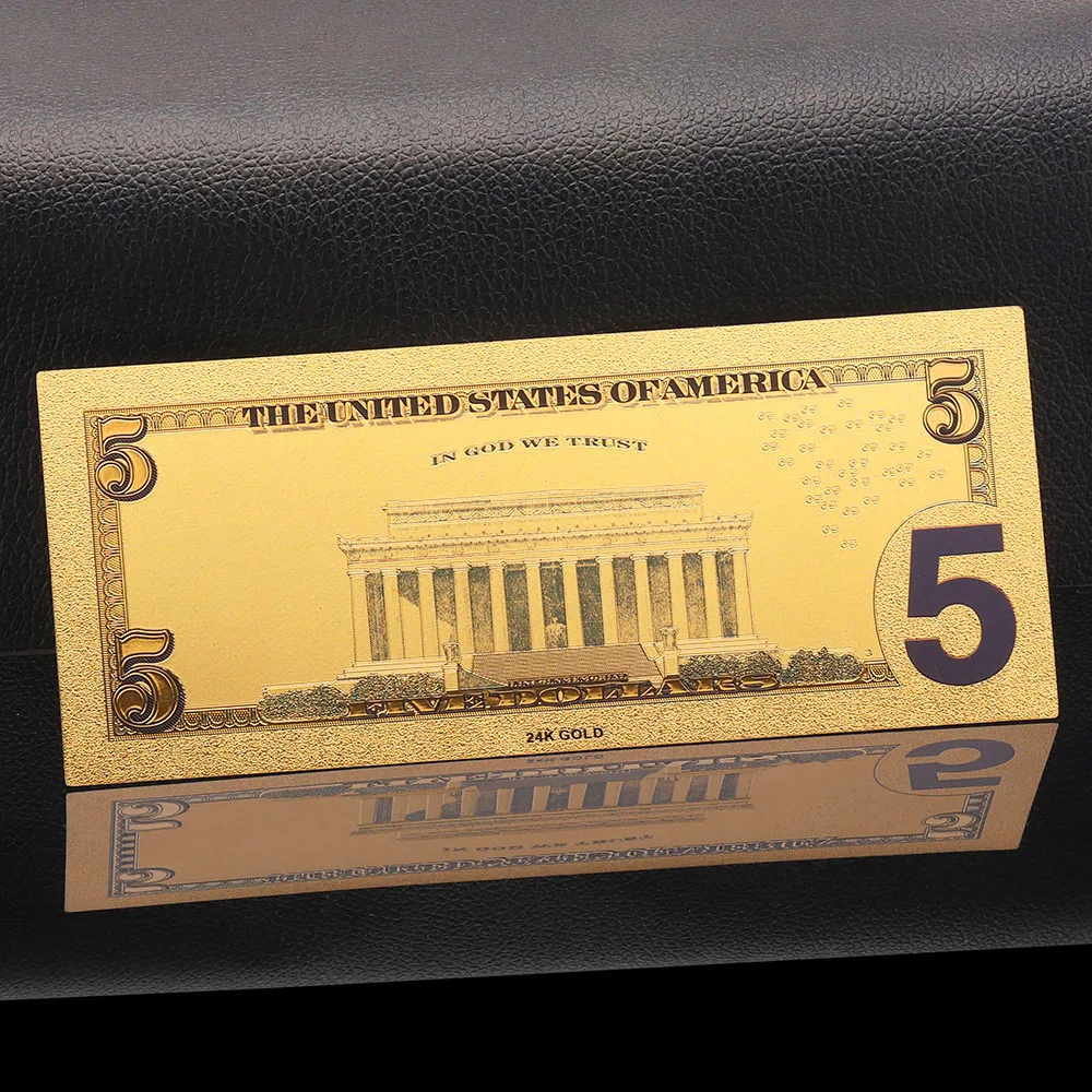 Роскошный домашний декор 5 долларовая Золотая банкнота коллекция USD Money