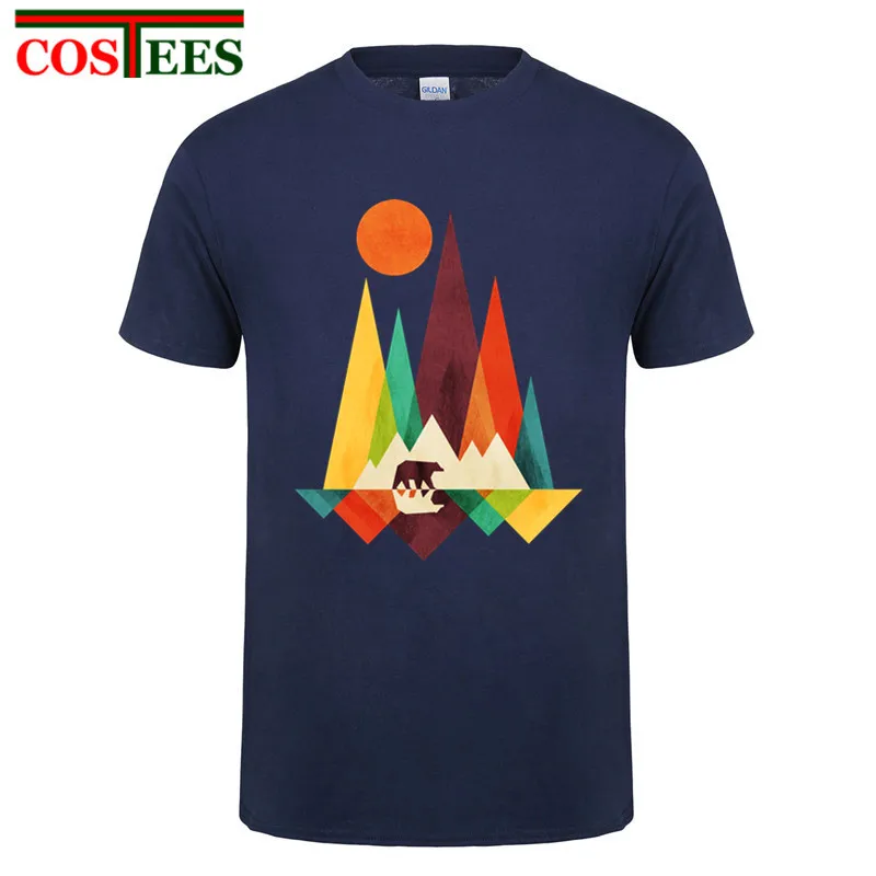 Классная футболка для мужчин фантазия сексуальный горный медведь короткий рукав
