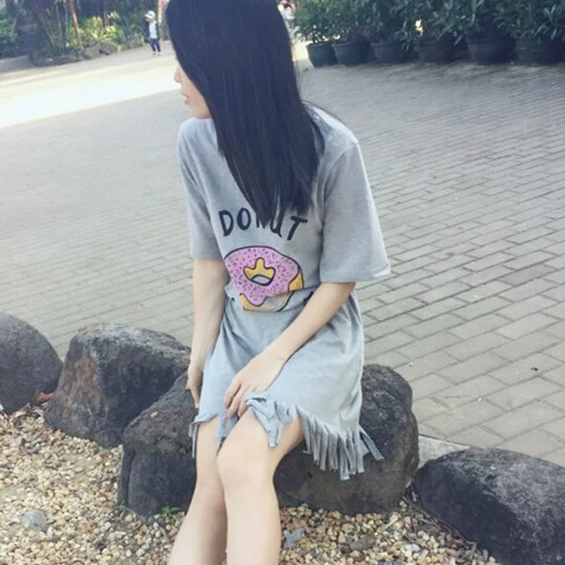 Лето стиль мать дочь соответствующие платья хлопок письмо пончик печать мода