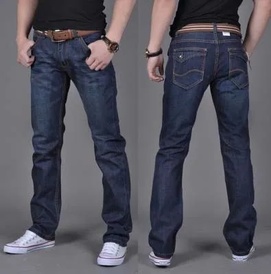 Men's Jeans Straight Fit Classic Denim Trousers Famous Brand Pants Blue Black Casual Long Pant Jeans|jeans ripped|jeans lengthjeans jeans shop |